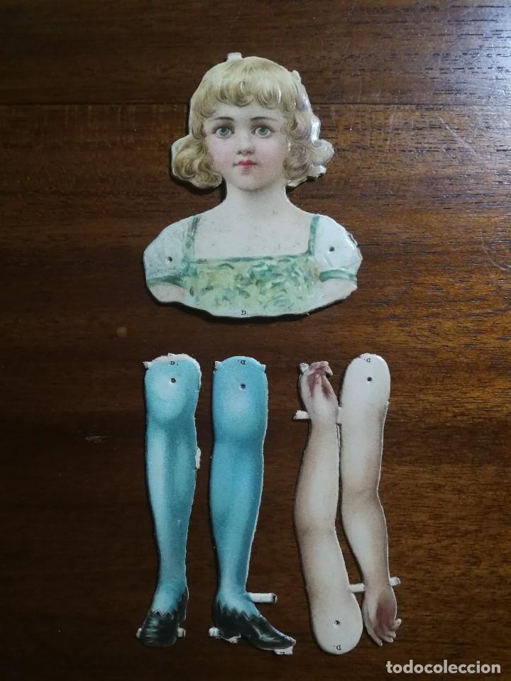 Collezionismo Figurine antiche: Cromo de MU&Ntilde;ECA para vestir (D) - Juego de hace 100 a&ntilde;os - Cabeza y busto + piernas + brazos