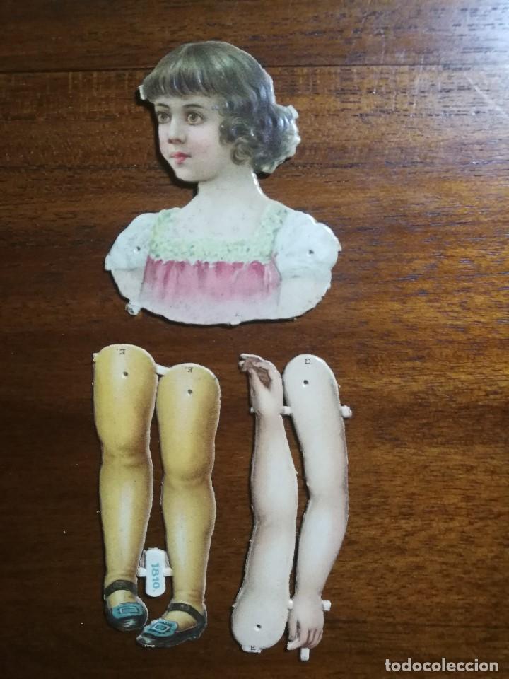 Colecionismo Cromos antigos: Cromo de MU&Ntilde;ECA para vestir (E) - Juego de hace 100 a&ntilde;os - Cabeza y busto + piernas + brazos