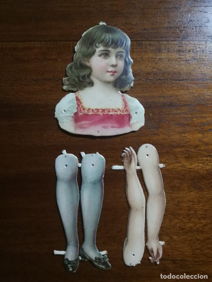 Colecionismo Cromos antigos: Cromo de MU&Ntilde;ECA para vestir (F) - Juego de hace 100 a&ntilde;os - Cabeza y busto + piernas + brazos
