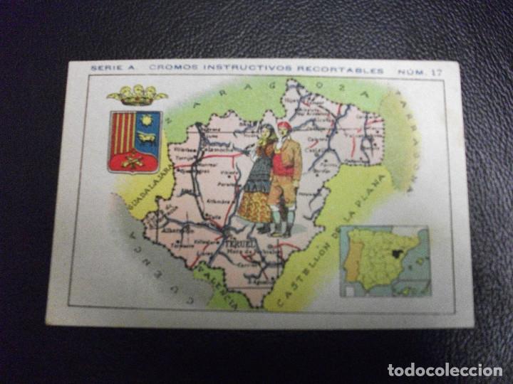 Coleccionismo cromos antiguos: CROMO DE TERUEL MAPA Y TRAJE - Foto 1