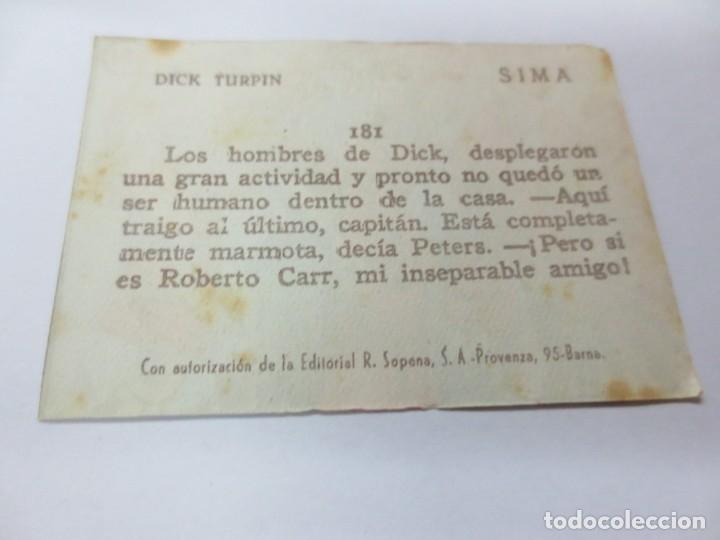Coleccionismo cromos antiguos: CROMO DICK TURPIN SIMA N&ordm; 181 - Foto 2