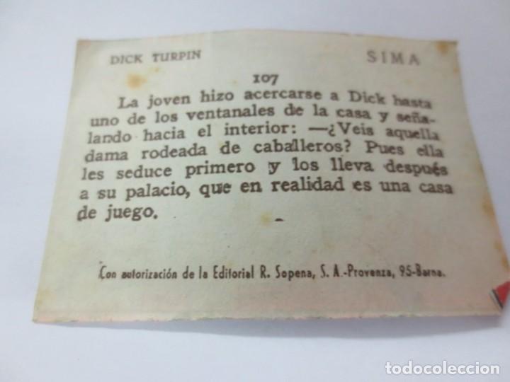 Coleccionismo cromos antiguos: CROMO DICK TURPIN SIMA N&ordm; 107 - Foto 2