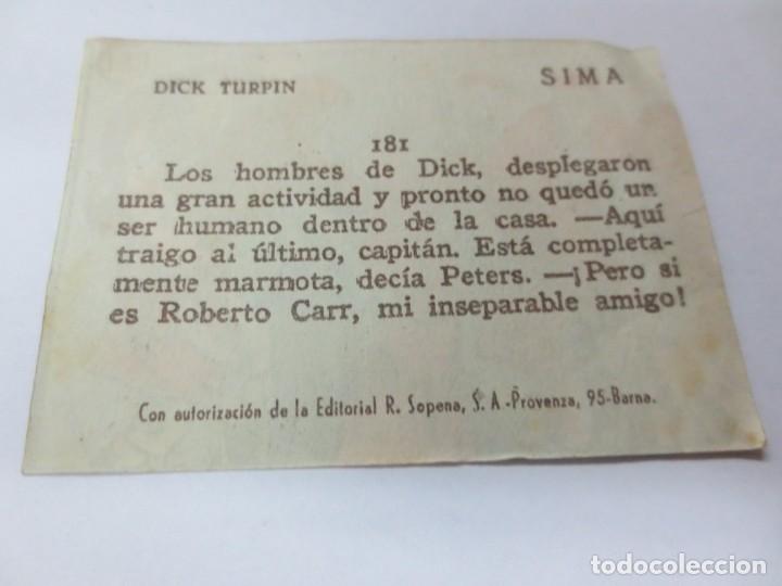 Coleccionismo cromos antiguos: CROMO DICK TURPIN SIMA N&ordm; 181 - Foto 2