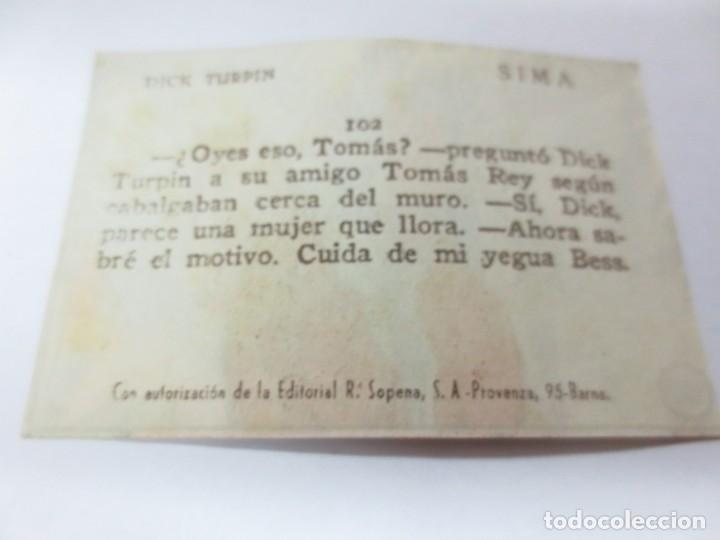 Coleccionismo cromos antiguos: CROMO DICK TURPIN SIMA N&ordm; 102 - Foto 2