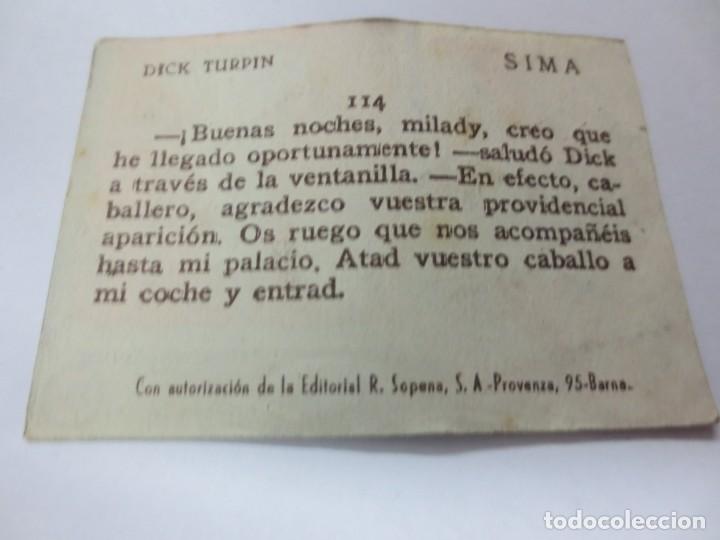 Coleccionismo cromos antiguos: CROMO DICK TURPIN SIMA N&ordm; 114 - Foto 2