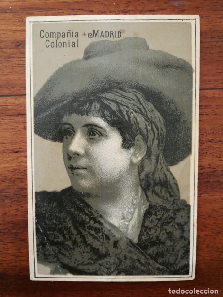 Collectionnisme Cartes &agrave; collectionner anciennes: Bonito cromo de mujer con tocado - Compa&ntilde;ia Colonial de Madrid - Sin pegar