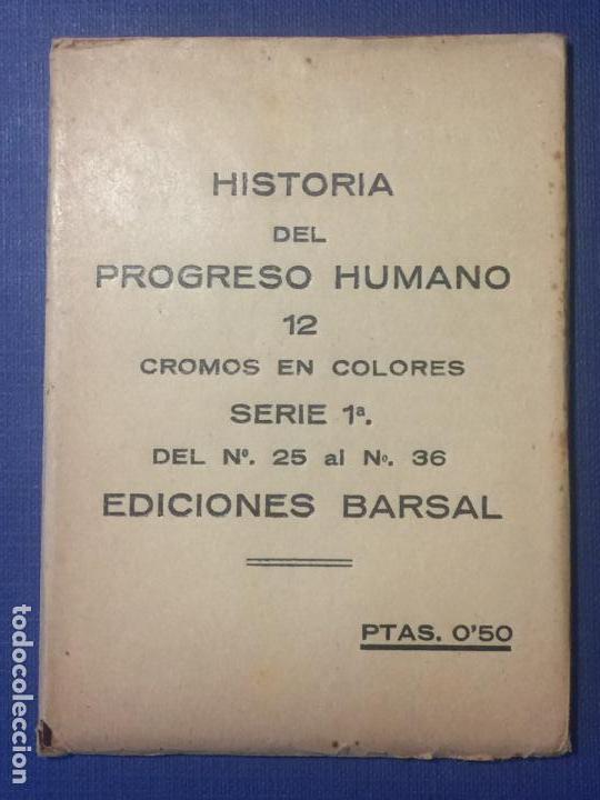 Coleccionismo cromos antiguos: HISTORIA DEL PROGRESO HUMANO. SERIE 2&ordf; DEL N&ordm; 1 AL 12. EDICIONES BARSAL. - Foto 1