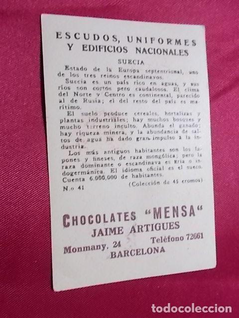 Coleccionismo cromos antiguos: ESCUDOS UNIFORMES Y EDIFICIOS NACIONALES. SUICIA. CHOCOLATES MENSA - Foto 2