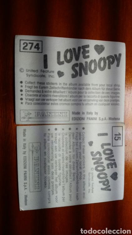 Coleccionismo cromos antiguos: 2 cromos i love snoopy, panini - Foto 2