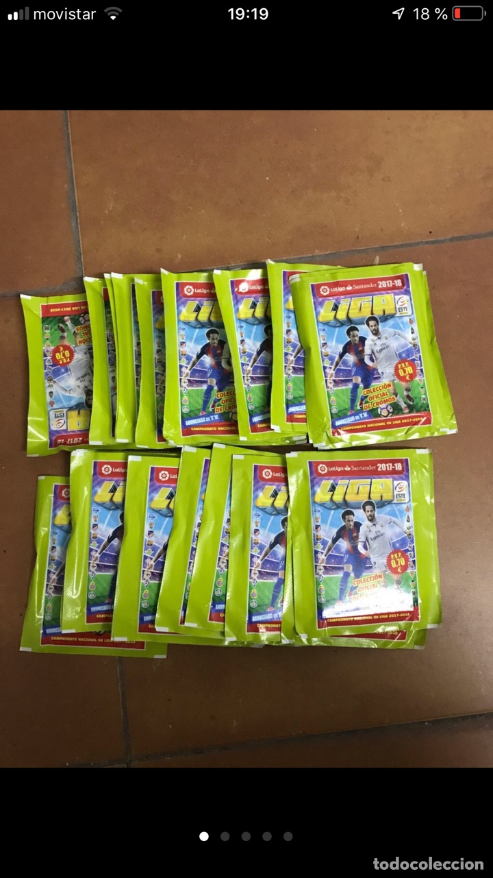 Coleccionismo cromos antiguos: Lote de 22 sobres sin abrir de ediciones este 17 18 2017 - 2018