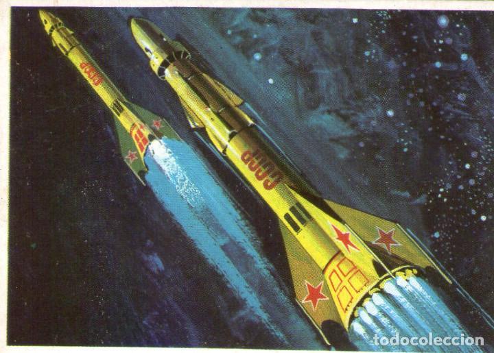 Coleccionismo cromos antiguos: EL ESPACIO - CROMO N&ordm; 13 - COHETES SOVI&Eacute;TICOS - CHICLES DUNKIN - NUNCA PEGADO. - Foto 1