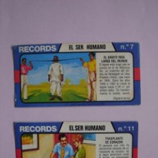 Coleccionismo Cromos antiguos: LOS RECORDS DEL MUNDO. CROMOS 7 Y 11. BIMBO 1977
