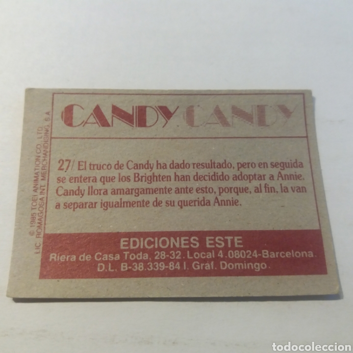 Coleccionismo cromos antiguos: Cromo CANDY CANDY - Ediciones Este a&ntilde;o 1985 - n&uacute;m 27 - Foto 2