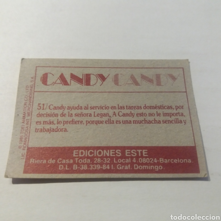 Coleccionismo cromos antiguos: Cromo CANDY CANDY - Ediciones Este a&ntilde;o 1985 - n&uacute;m 51 - Foto 2
