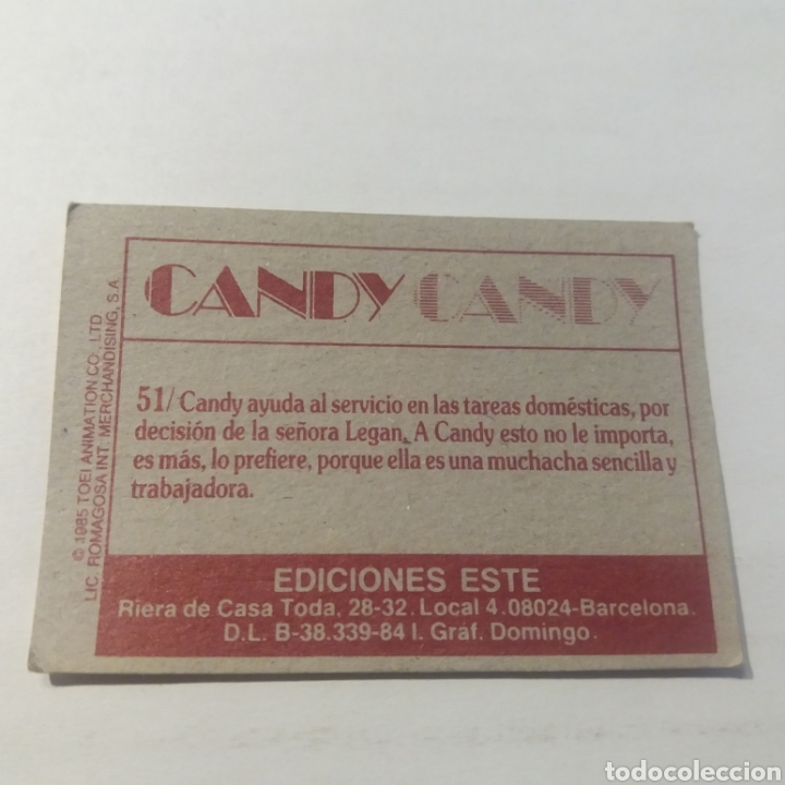 Coleccionismo cromos antiguos: Cromo CANDY CANDY - Ediciones Este a&ntilde;o 1985 - n&uacute;m 51 - Foto 3