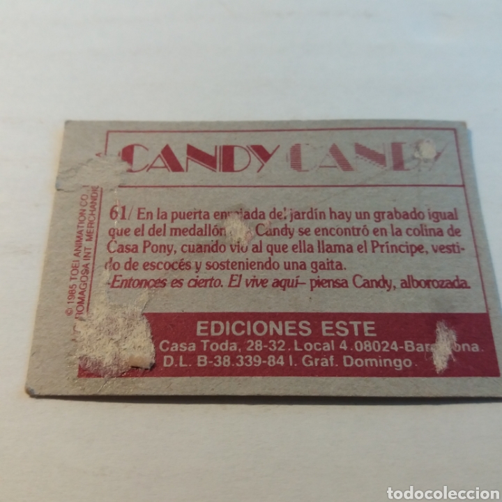 Coleccionismo cromos antiguos: Cromo CANDY CANDY - Ediciones Este a&ntilde;o 1985 - n&uacute;m 61 - Foto 2