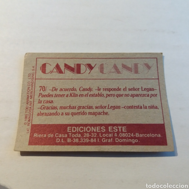 Coleccionismo cromos antiguos: Cromo CANDY CANDY - Ediciones Este a&ntilde;o 1985 - n&uacute;m 70 - Foto 2