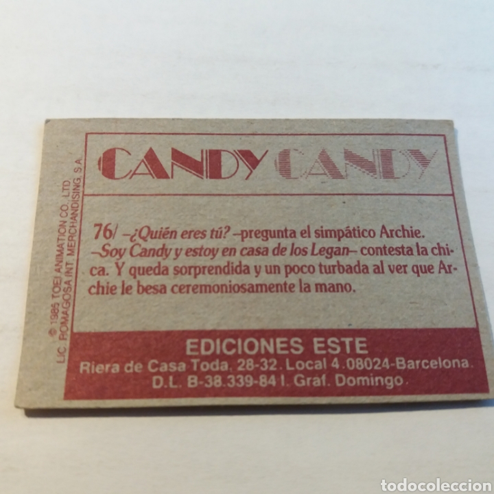 Coleccionismo cromos antiguos: Cromo CANDY CANDY - Ediciones Este a&ntilde;o 1985 - n&uacute;m 76 - Foto 2