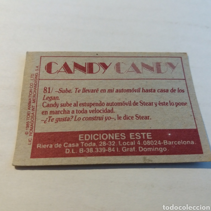 Coleccionismo cromos antiguos: Cromo CANDY CANDY - Ediciones Este a&ntilde;o 1985 - n&uacute;m 81 - Foto 2