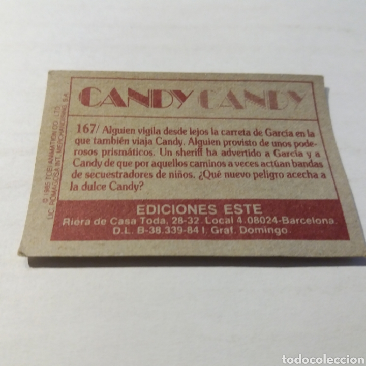 Coleccionismo cromos antiguos: Cromo CANDY CANDY - Ediciones Este a&ntilde;o 1985 - n&uacute;m 167 - Foto 2