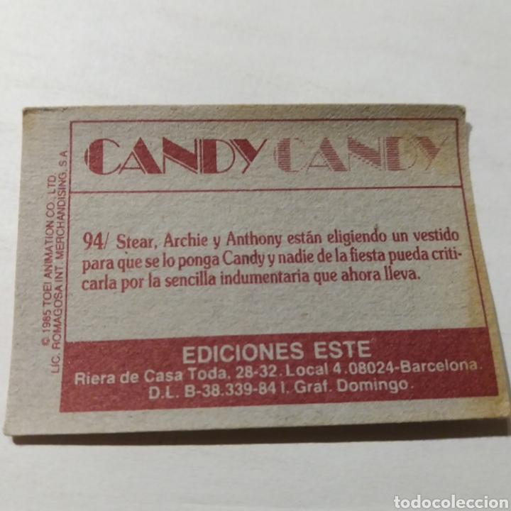 Coleccionismo cromos antiguos: Cromo CANDY CANDY - Ediciones Este a&ntilde;o 1985 - n&uacute;m 94 - Foto 2
