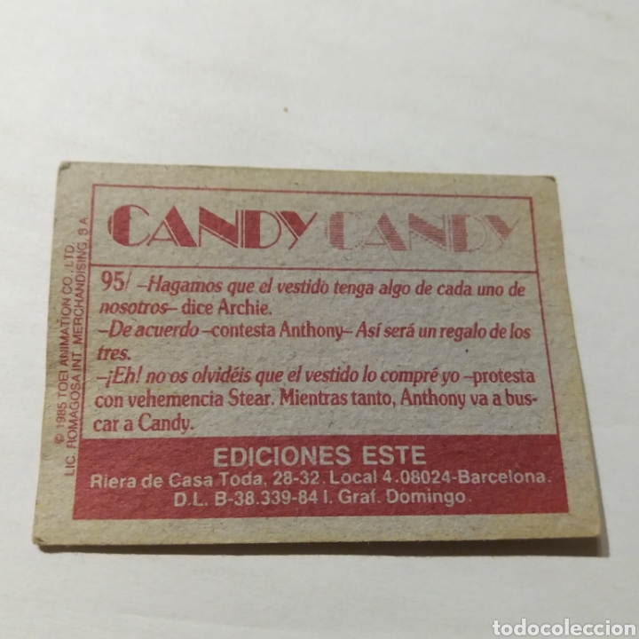 Coleccionismo cromos antiguos: Cromo CANDY CANDY - Ediciones Este a&ntilde;o 1985 - n&uacute;m 95 - Foto 2