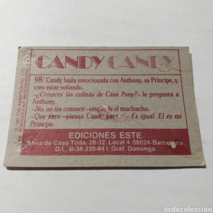 Coleccionismo cromos antiguos: Cromo CANDY CANDY - Ediciones Este a&ntilde;o 1985 - n&uacute;m 98 - Foto 2