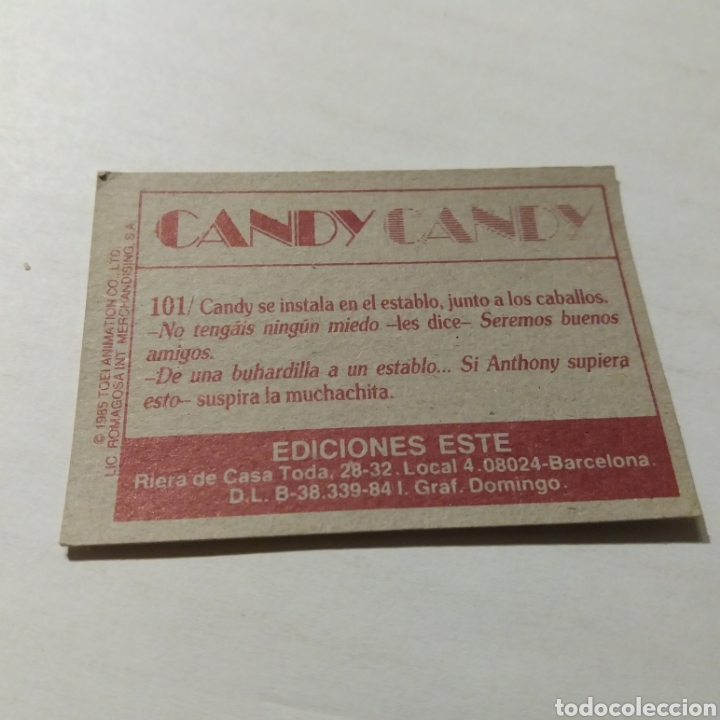 Coleccionismo cromos antiguos: Cromo CANDY CANDY - Ediciones Este a&ntilde;o 1985 - n&uacute;m 101 - Foto 2