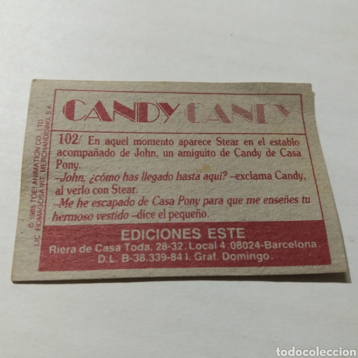 Coleccionismo cromos antiguos: Cromo CANDY CANDY - Ediciones Este a&ntilde;o 1985 - n&uacute;m 102 - Foto 2