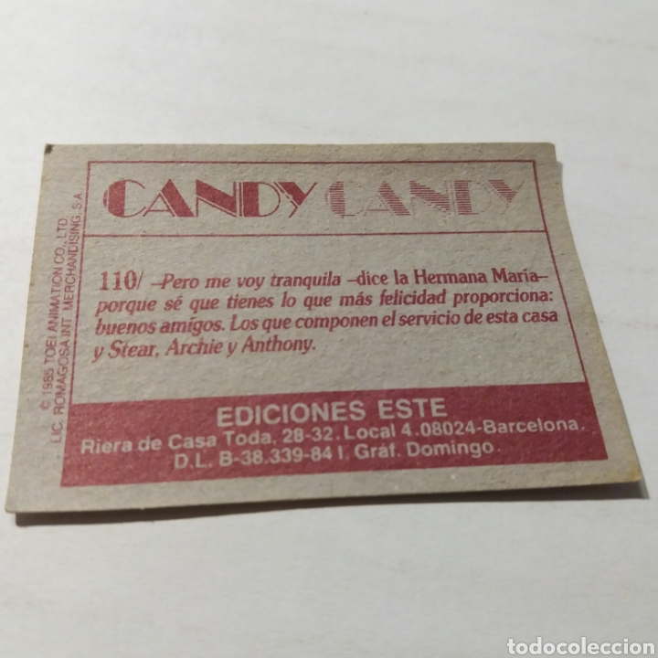 Coleccionismo cromos antiguos: Cromo CANDY CANDY - Ediciones Este a&ntilde;o 1985 - n&uacute;m 110 - Foto 2