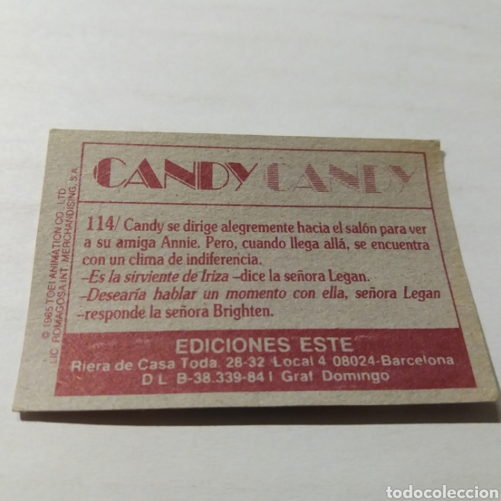 Coleccionismo cromos antiguos: Cromo CANDY CANDY - Ediciones Este a&ntilde;o 1985 - n&uacute;m 114 - Foto 2