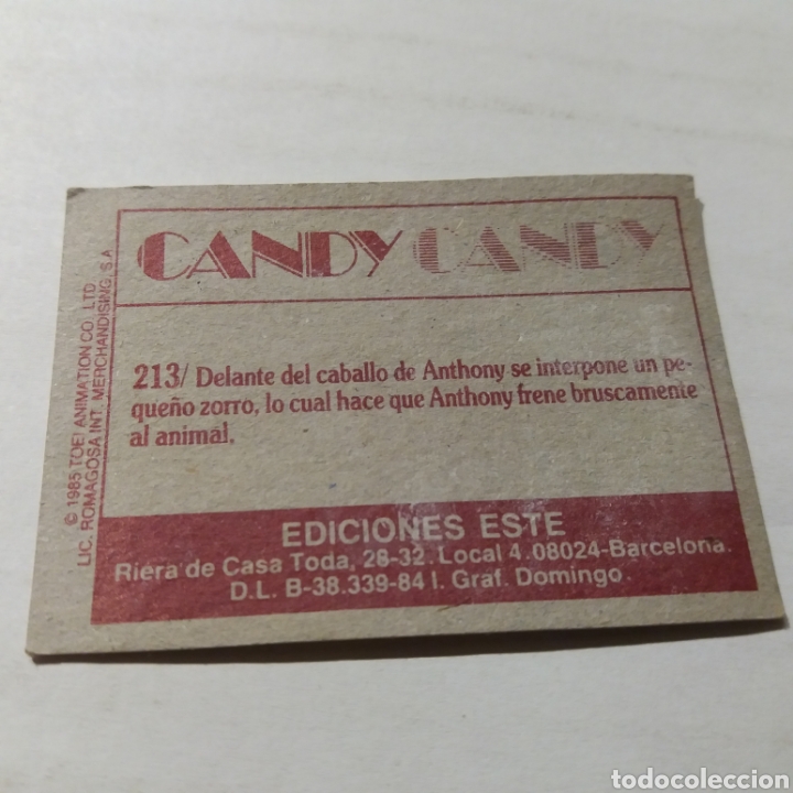 Coleccionismo cromos antiguos: Cromo CANDY CANDY - Ediciones Este a&ntilde;o 1985 - n&uacute;m 213 - Foto 2