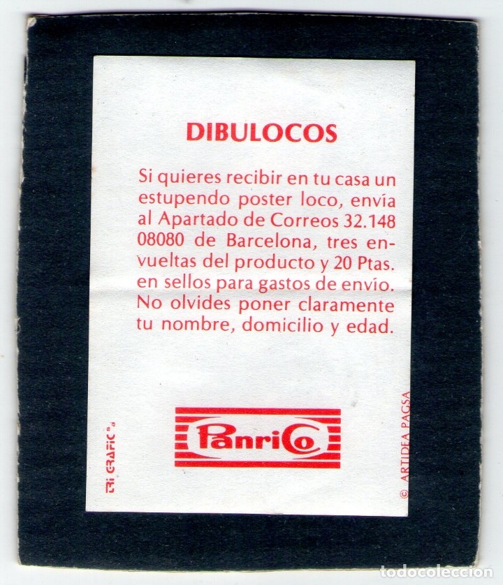 Coleccionismo cromos antiguos: CROMO - DIBULOCOS - PANRICO - NUNCA PEGADO. - Foto 2