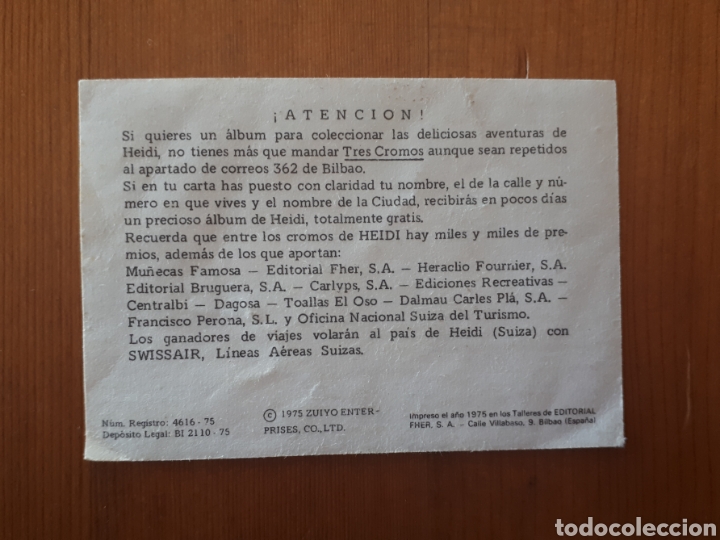 Coleccionismo cromos antiguos: Cromo Heidi Clesa 124 - Foto 2