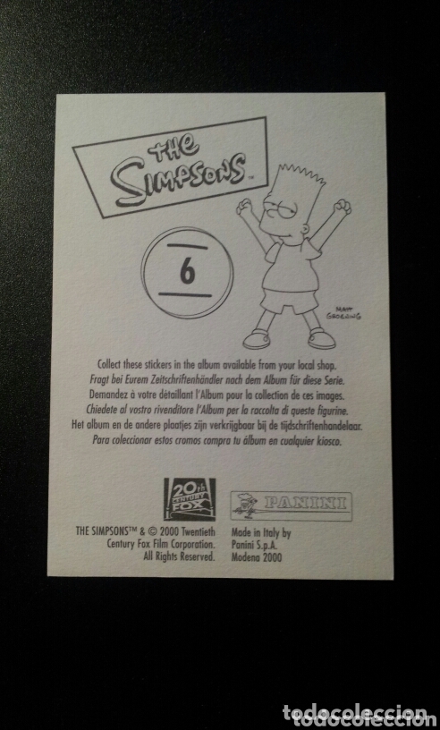 Coleccionismo cromos antiguos: CROMO - N&deg; 006 - THE SIMPSONS - PANINI - A&Ntilde;O 2000 - Foto 2