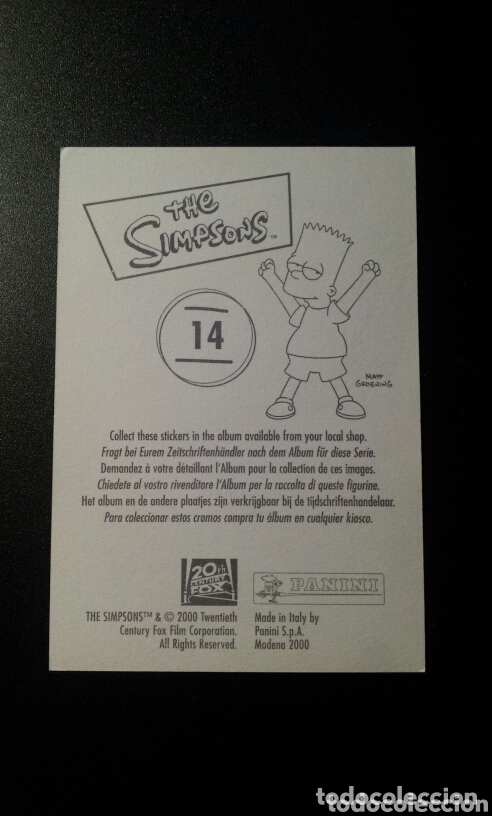 Coleccionismo cromos antiguos: CROMO - N&deg; 014 - THE SIMPSONS - PANINI - A&Ntilde;O 2000 - Foto 2