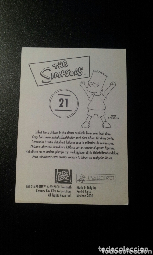 Coleccionismo cromos antiguos: CROMO - N&deg; 021 - THE SIMPSONS - PANINI - A&Ntilde;O 2000 - Foto 2