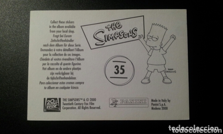 Coleccionismo cromos antiguos: CROMO - N&deg; 035 - THE SIMPSONS - PANINI - A&Ntilde;O 2000 - Foto 2