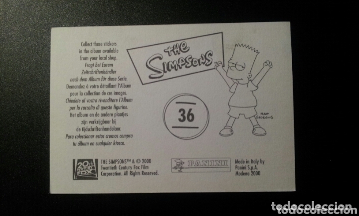 Coleccionismo cromos antiguos: CROMO - N&deg; 036 - THE SIMPSONS - PANINI - A&Ntilde;O 2000 - Foto 2