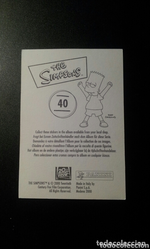 Coleccionismo cromos antiguos: CROMO - N&deg; 040 - THE SIMPSONS - PANINI - A&Ntilde;O 2000 - Foto 2