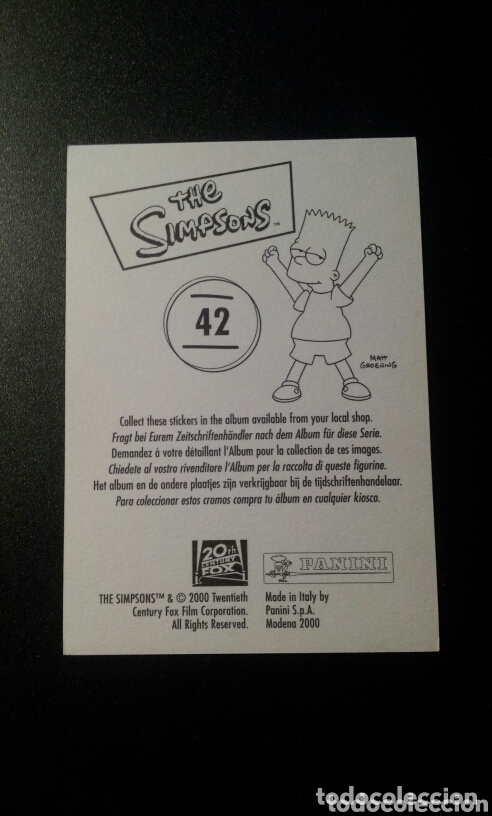 Coleccionismo cromos antiguos: CROMO - N&deg; 042 - THE SIMPSONS - PANINI - A&Ntilde;O 2000 - Foto 2