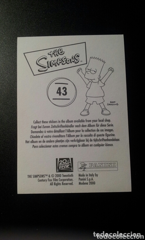 Coleccionismo cromos antiguos: CROMO - N&deg; 043 - THE SIMPSONS - PANINI - A&Ntilde;O 2000 - Foto 2