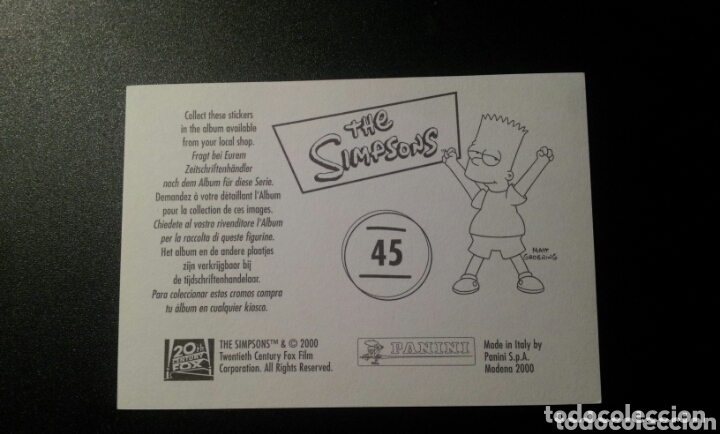 Coleccionismo cromos antiguos: CROMO - N&deg; 045 - THE SIMPSONS - PANINI - A&Ntilde;O 2000 - Foto 2