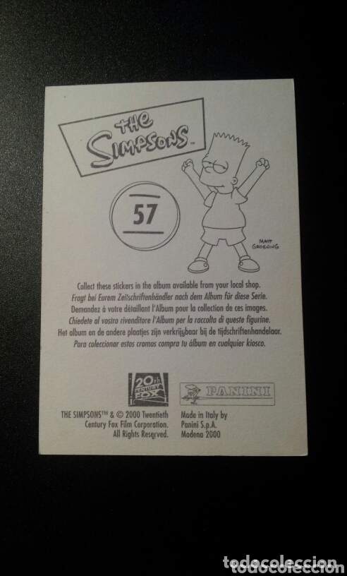 Coleccionismo cromos antiguos: CROMO - N&deg; 057 - THE SIMPSONS - PANINI - A&Ntilde;O 2000 - Foto 2