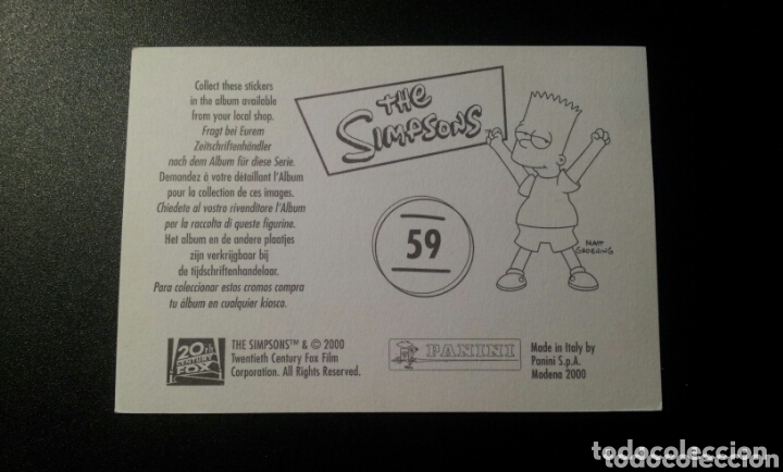 Coleccionismo cromos antiguos: CROMO - N&deg; 059 - THE SIMPSONS - PANINI - A&Ntilde;O 2000 - Foto 2