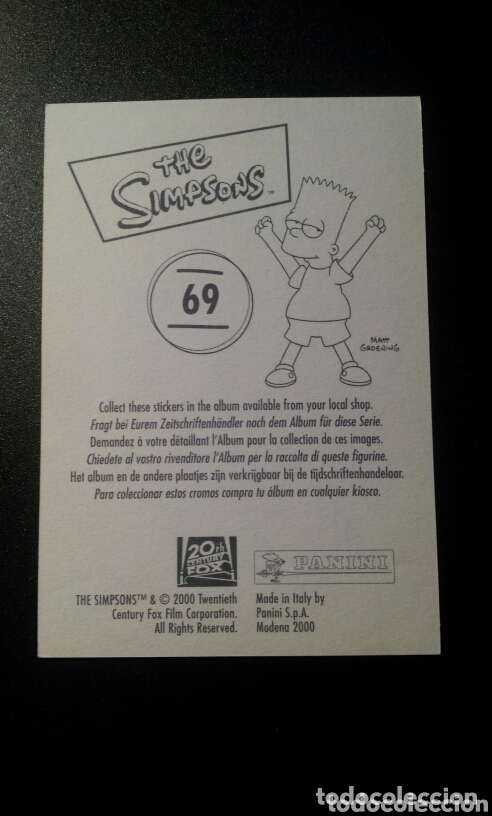 Coleccionismo cromos antiguos: CROMO - N&deg; 069 - THE SIMPSONS - PANINI - A&Ntilde;O 2000 - Foto 2
