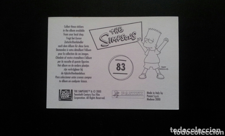 Coleccionismo cromos antiguos: CROMO - N&deg; 083 - THE SIMPSONS - PANINI - A&Ntilde;O 2000 - Foto 2