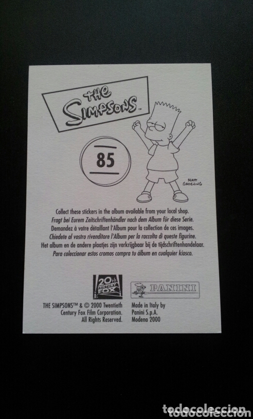 Coleccionismo cromos antiguos: CROMO - N&deg; 085 - THE SIMPSONS - PANINI - A&Ntilde;O 2000 - Foto 2