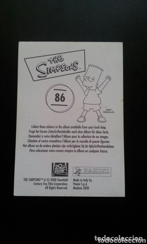 Coleccionismo cromos antiguos: CROMO - N&deg; 086 - THE SIMPSONS - PANINI - A&Ntilde;O 2000 - Foto 2