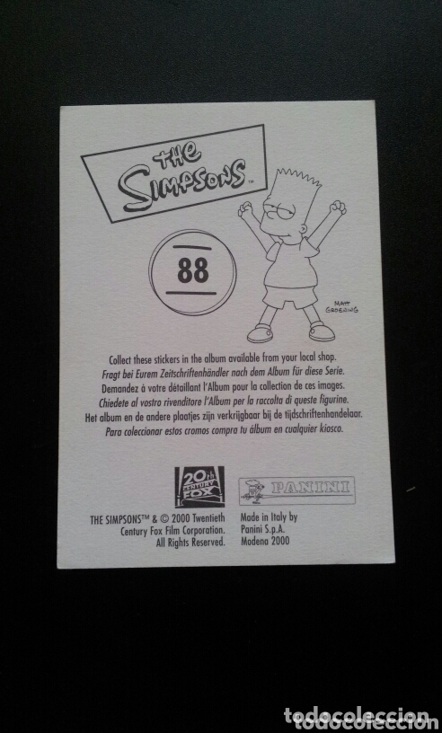 Coleccionismo cromos antiguos: CROMO - N&deg; 088 - THE SIMPSONS - PANINI - A&Ntilde;O 2000 - Foto 2